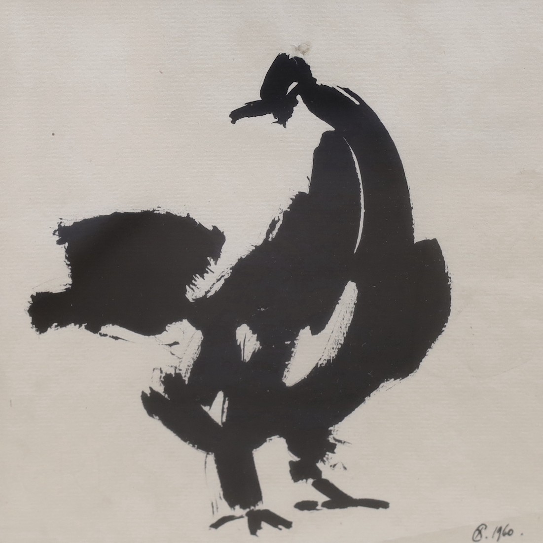 Xavier De Callatay (1932-1999), ink on paper, Study of a chicken, monogrammed and dated 1960, 20 x 20cm